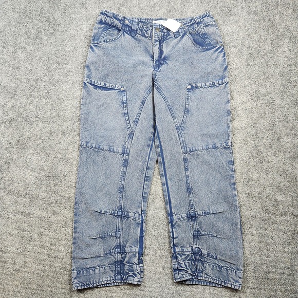 We The Free Supersonic Jeans Womens 8 Blue Utility Double Knee Pants Relaxed‎